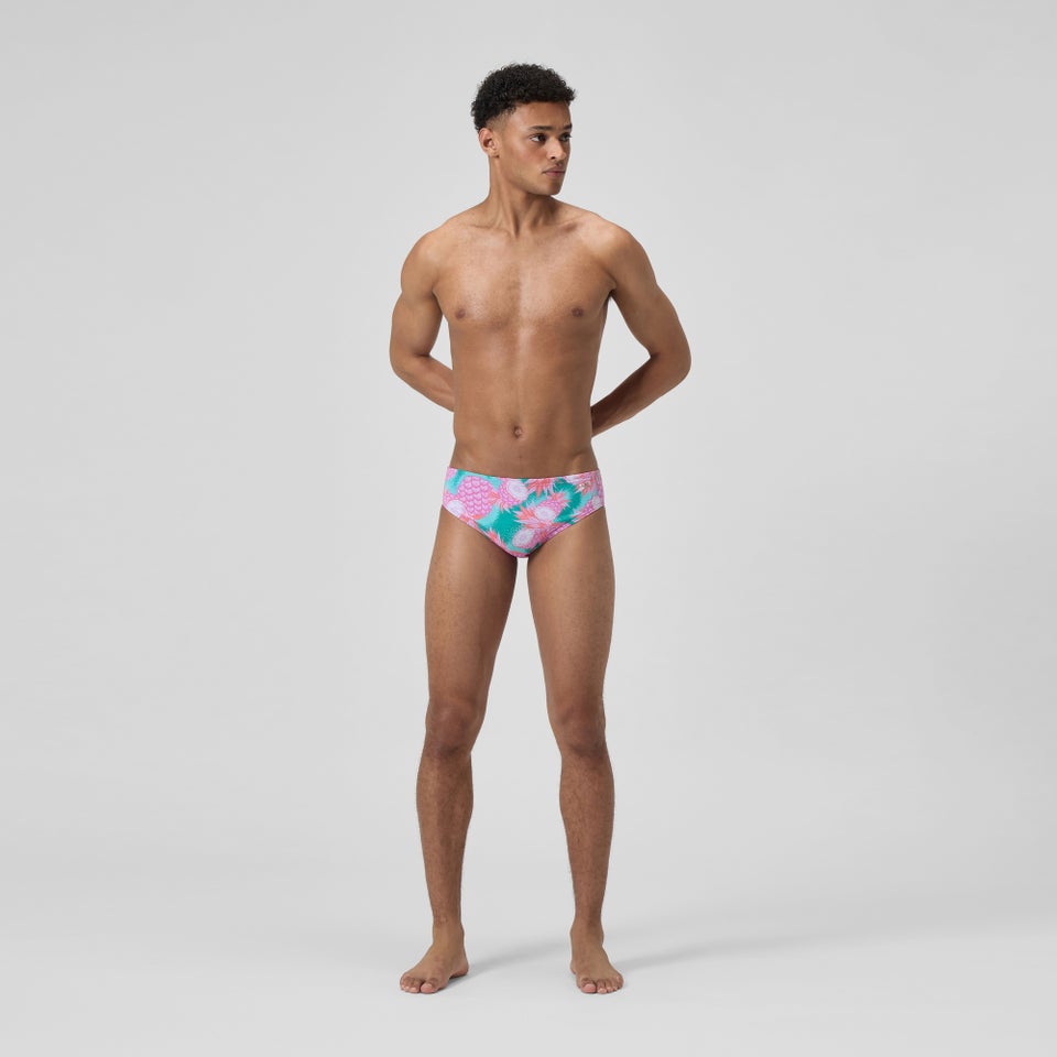 Men's Printed One Brief Pink/Turquoise
