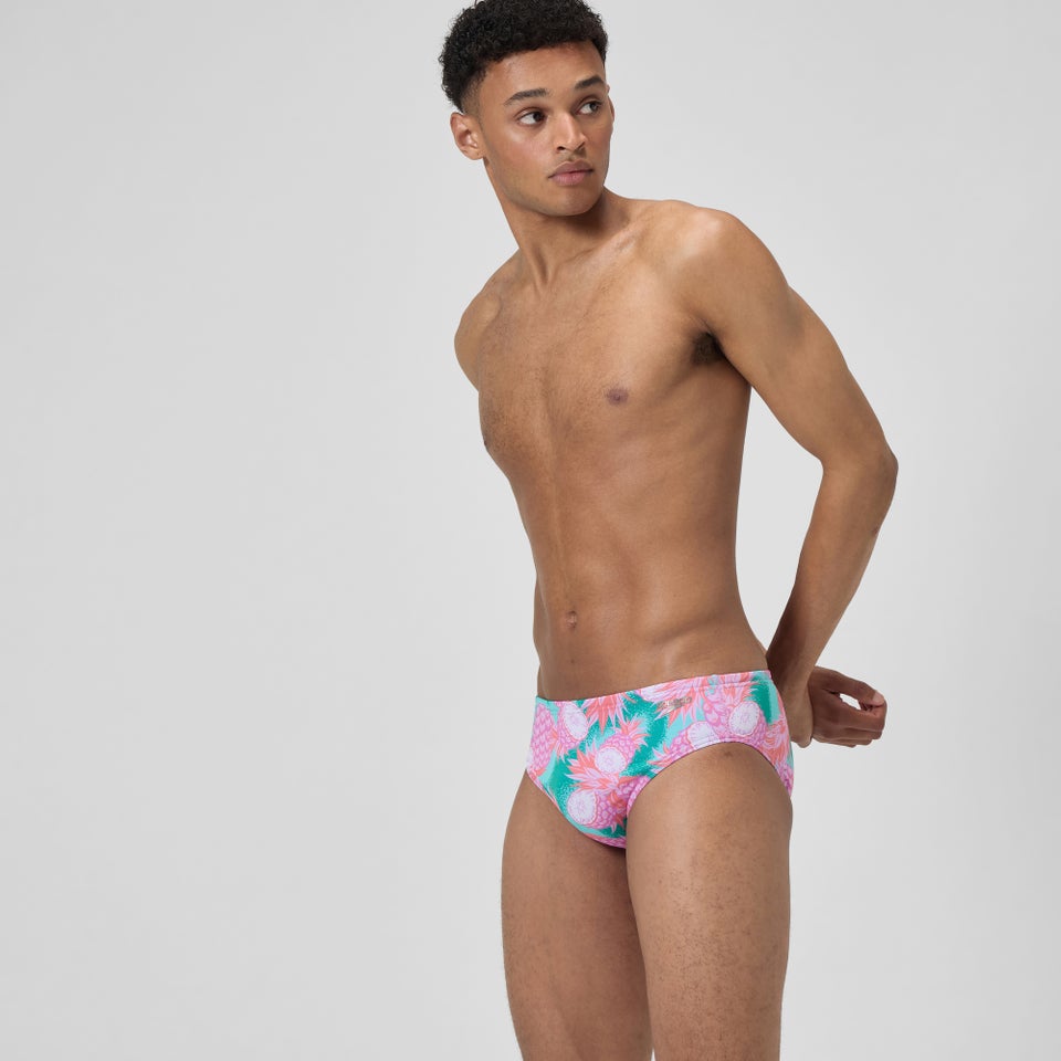 Men's Printed One Brief Pink/Turquoise