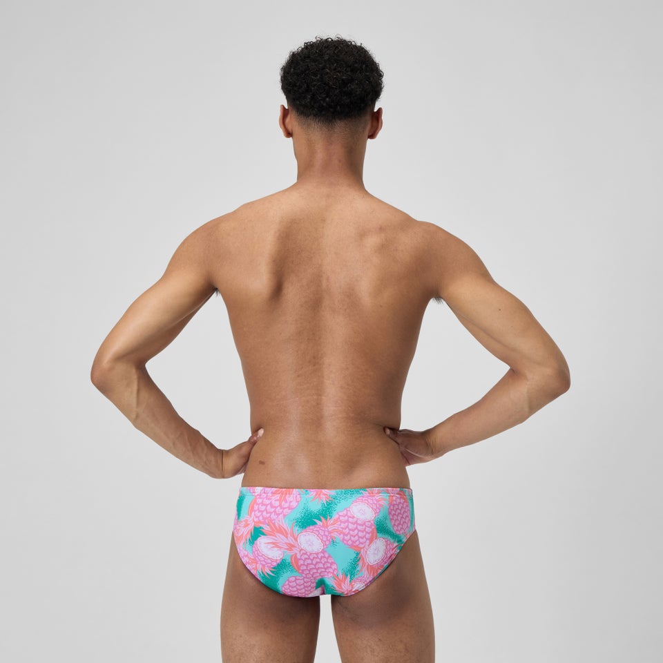 Men's Printed One Brief Pink/Turquoise