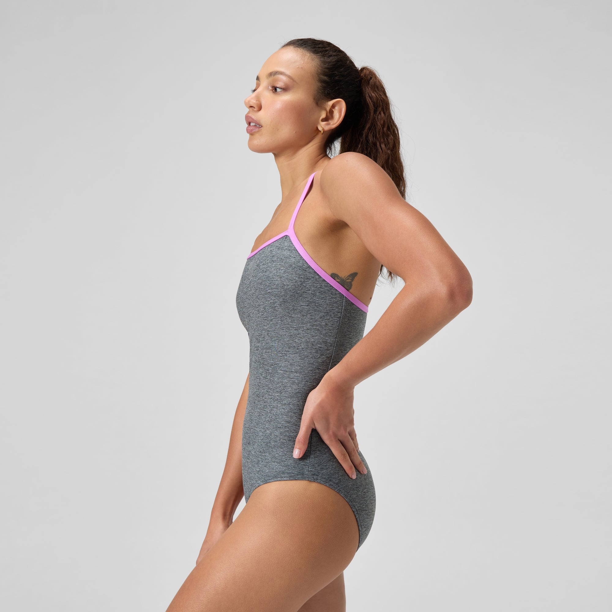 Women's Heather Closed Back with Hydrobra Gray/Pink | Speedo USA