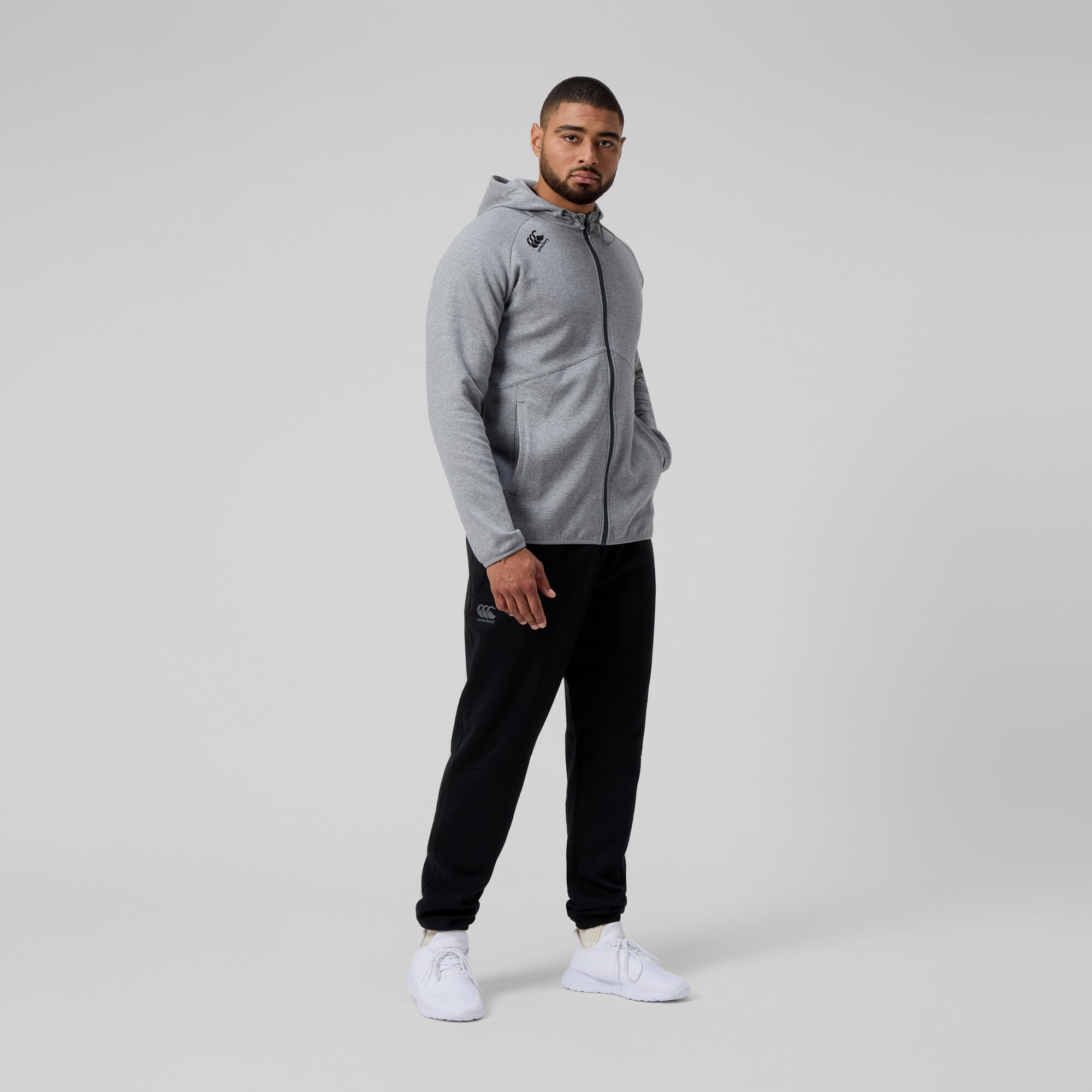 Mens Vapodri Full Zip Tempo Hoody Grey Marl | Canterbury