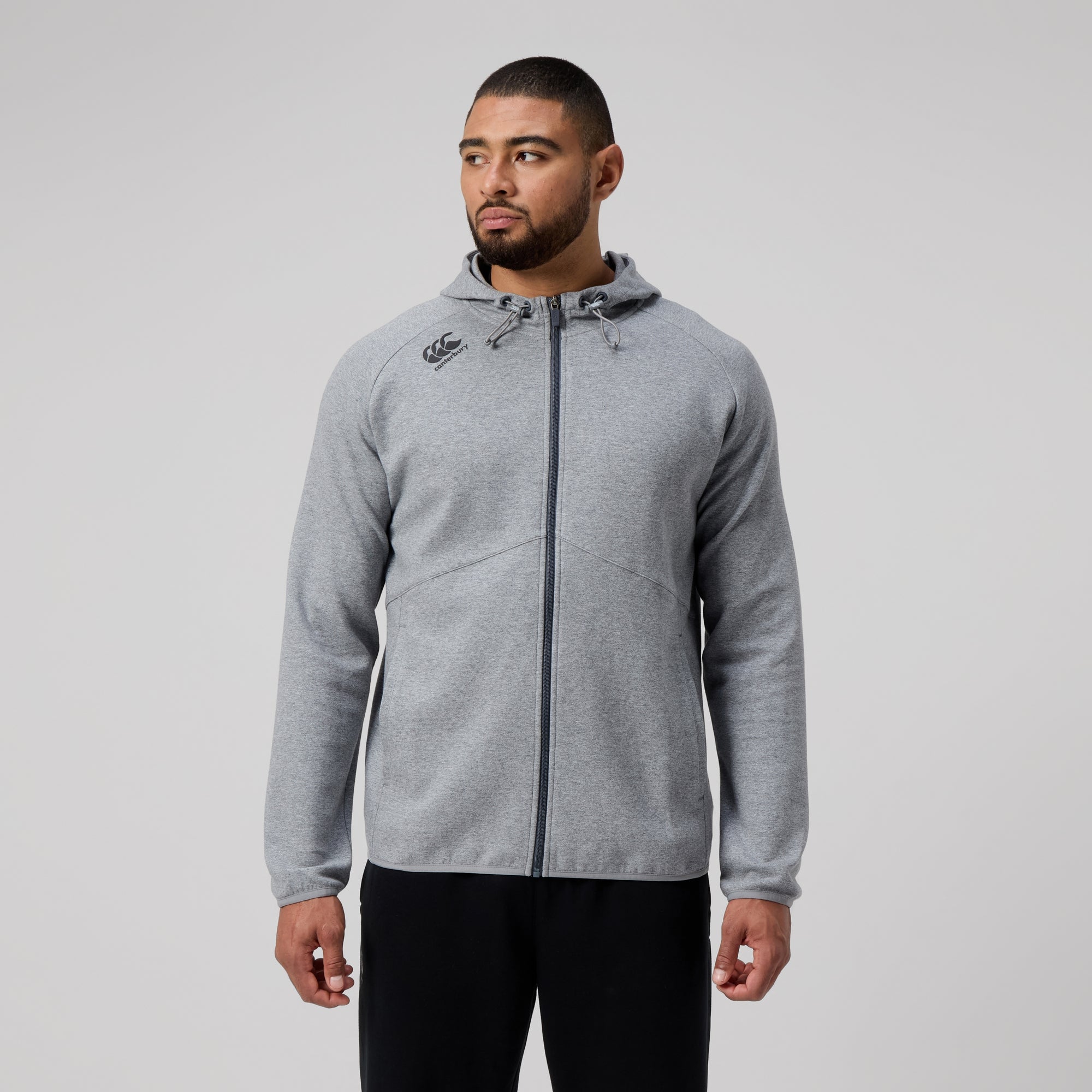 Mens Vapodri Full Zip Tempo Hoody Grey Marl | Canterbury
