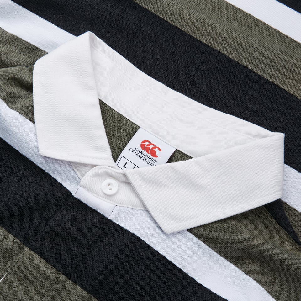 Mens Yarn Dye Stripe Rugby Jersey Grey