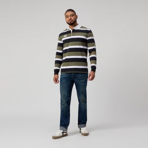 CANTERBURY M YARN DYE STRIPE RUGBY AM GREEN - XS