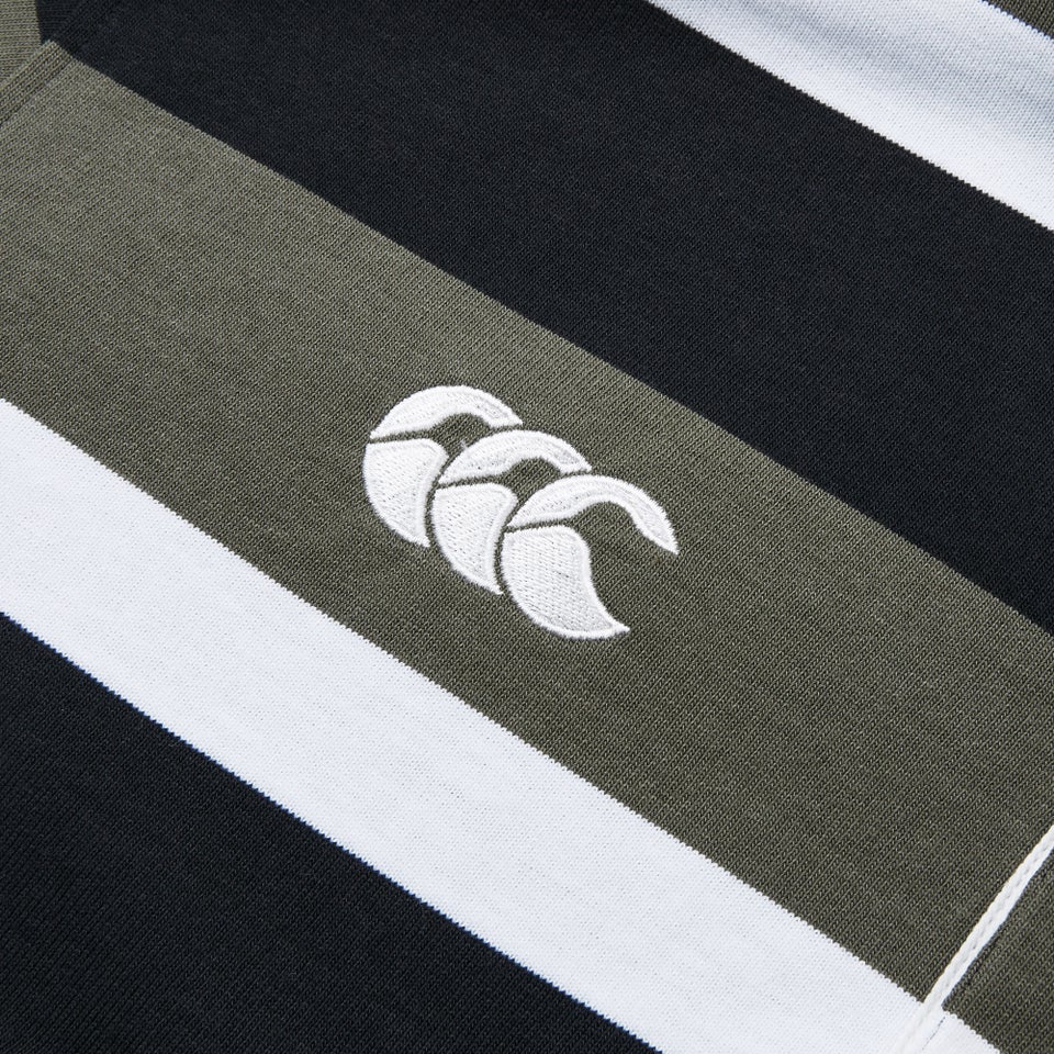 Mens Yarn Dye Stripe Rugby Jersey Grey