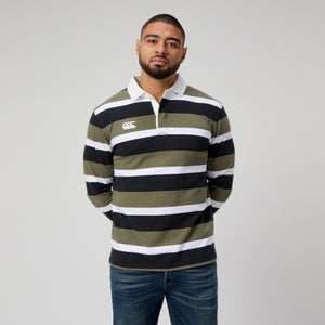 Mens Yarn Dye Stripe Rugby Jersey Grey