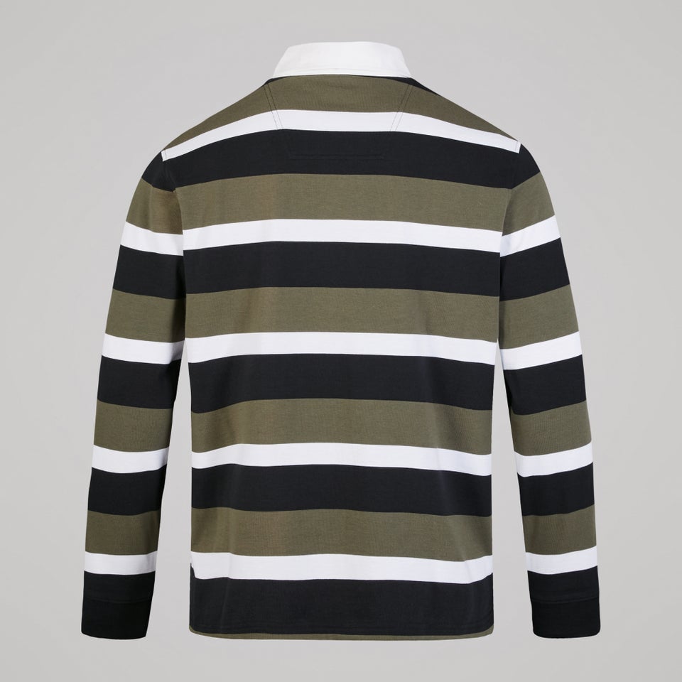 Mens Yarn Dye Stripe Rugby Jersey Grey
