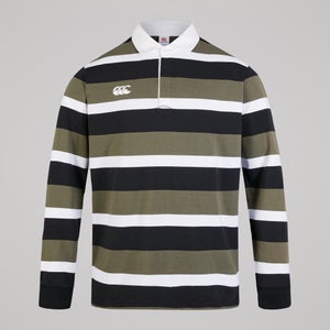 Mens Yarn Dye Stripe Rugby Jersey Grey