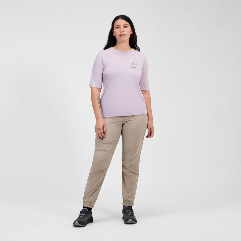 Coneflower Kurzarm Shirt für Damen - Violett