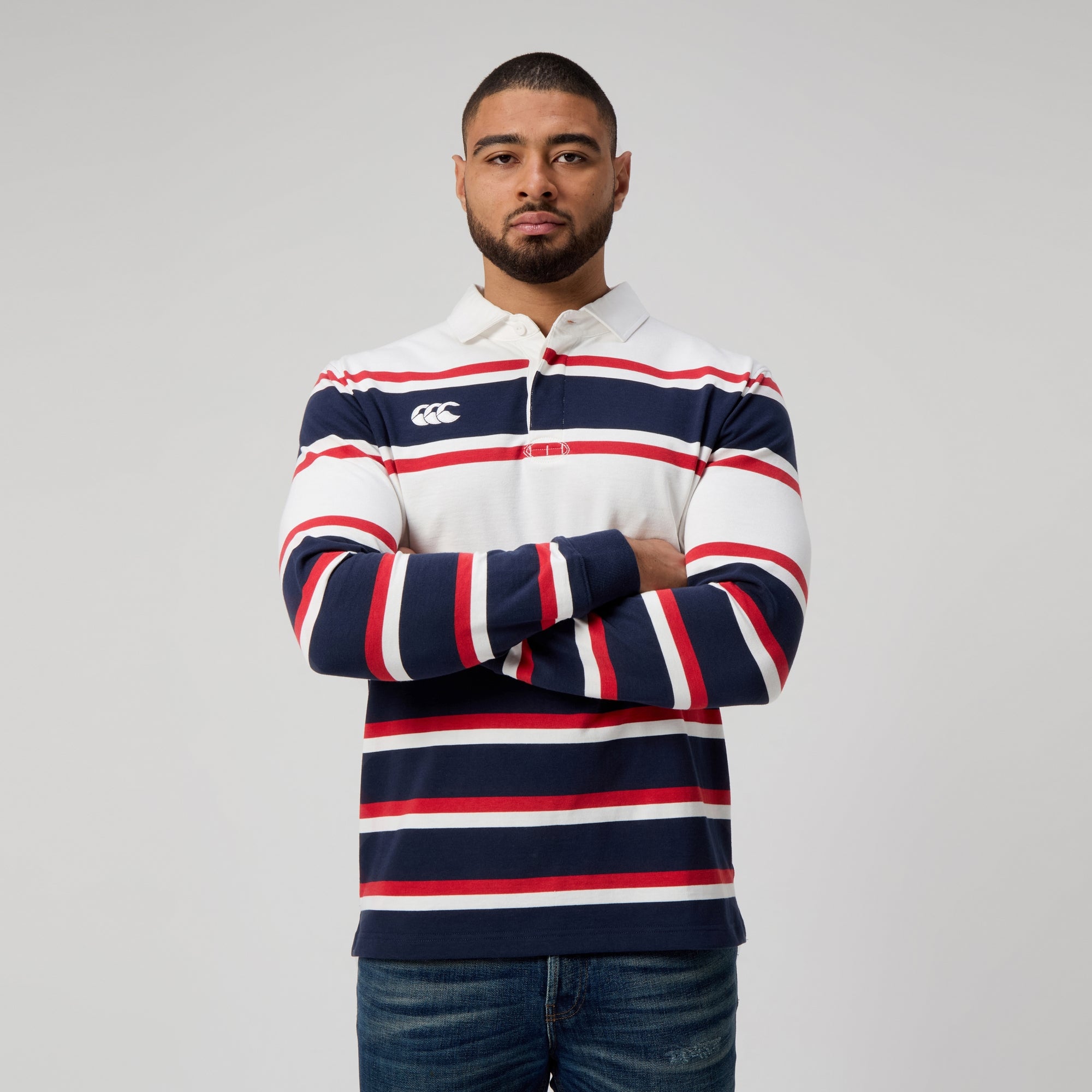 Mens Engineered Stripe Rugby Jersey Blue | Canterbury