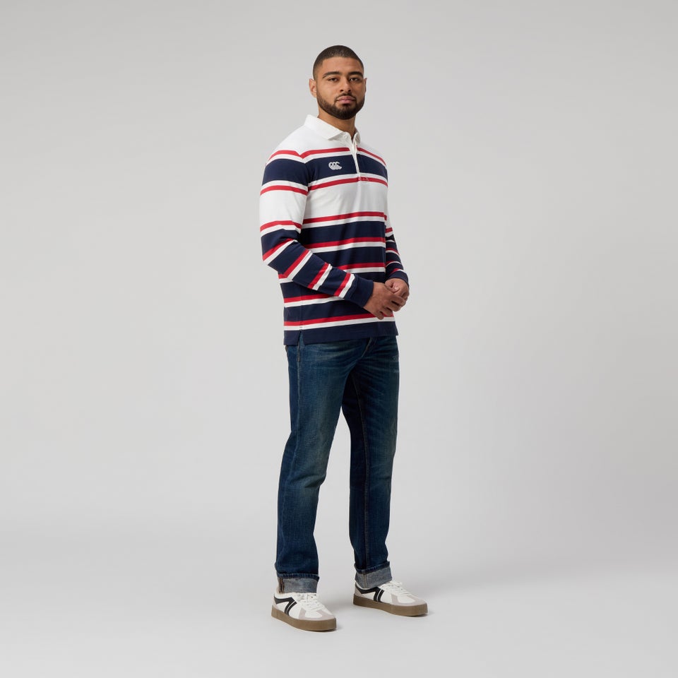 Mens Engineered Stripe Rugby Jersey Blue