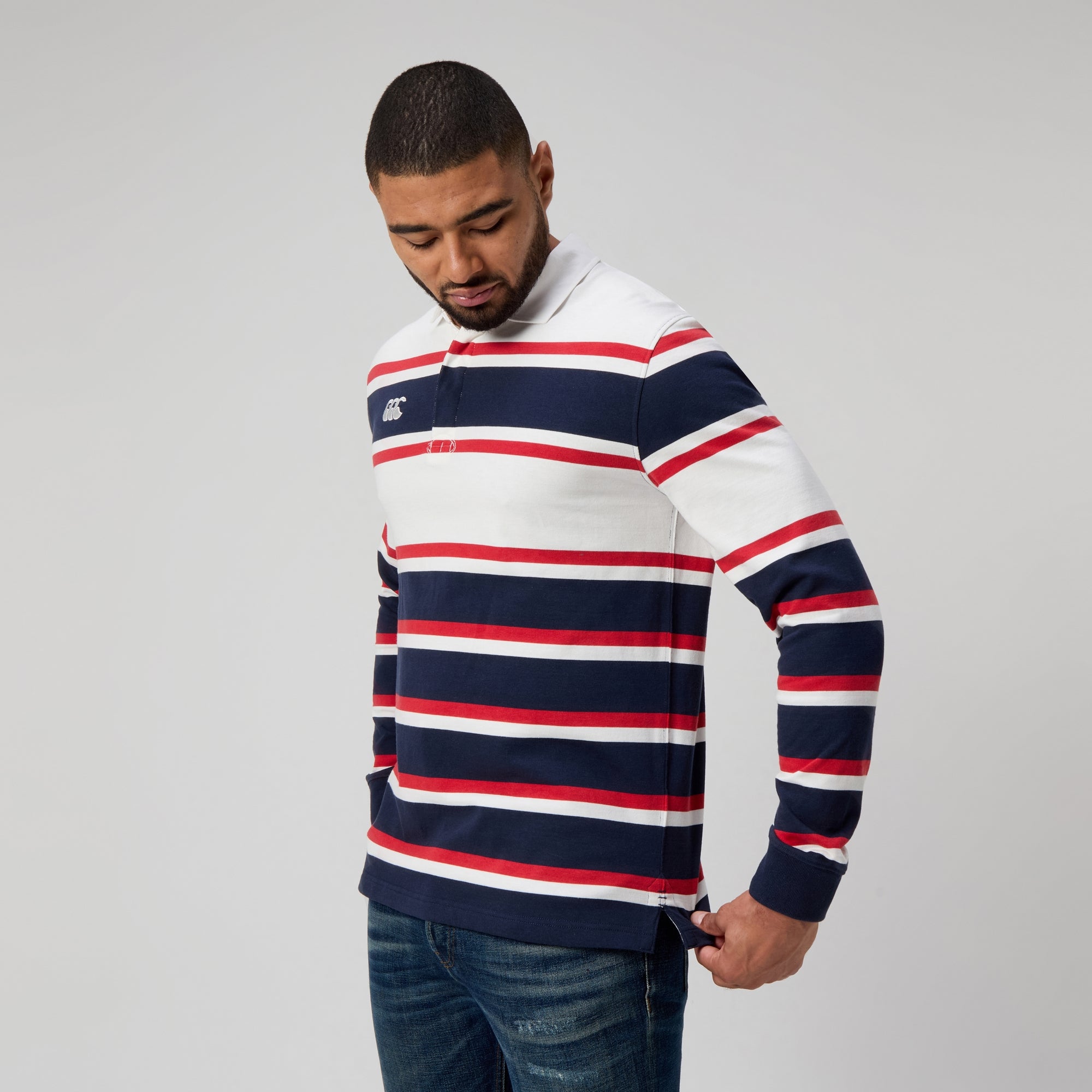 Mens Engineered Stripe Rugby Jersey Blue | Canterbury