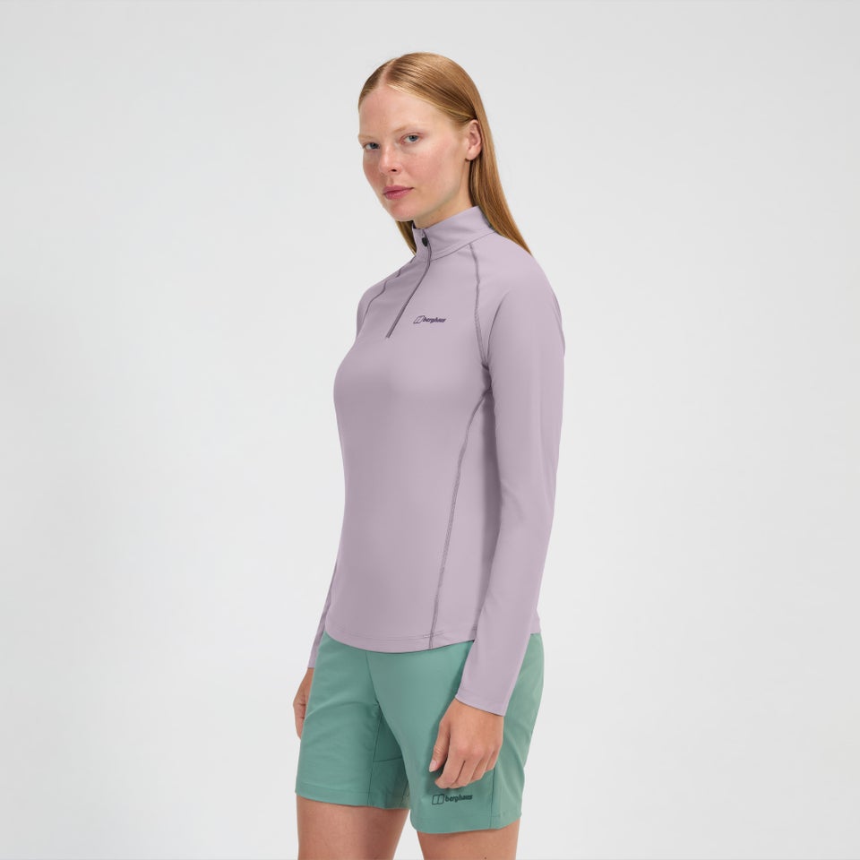 24/7 Long Sleeve Half Zip Tech T-Shirt für Damen - Violett