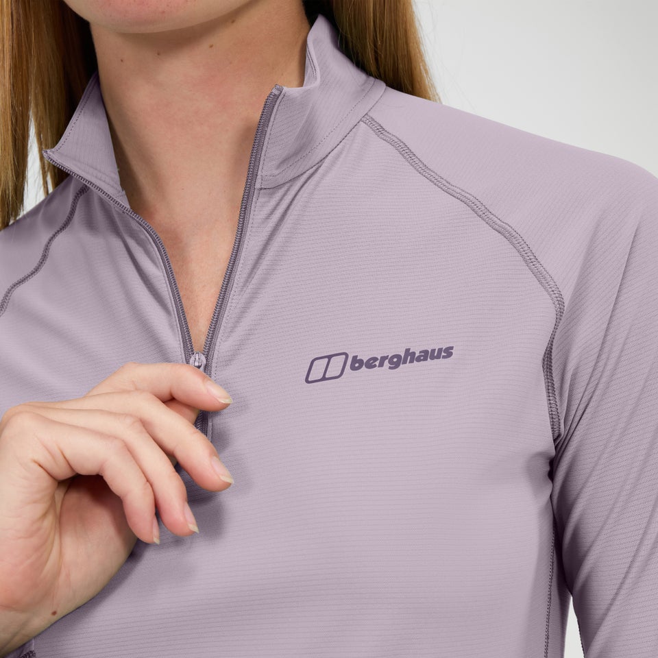 24/7 Long Sleeve Half Zip Tech T-Shirt für Damen - Violett