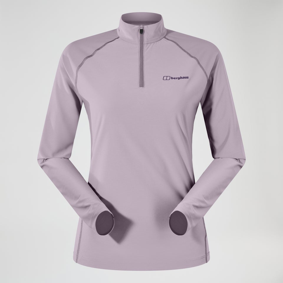24/7 Long Sleeve Half Zip Tech T-Shirt für Damen - Violett
