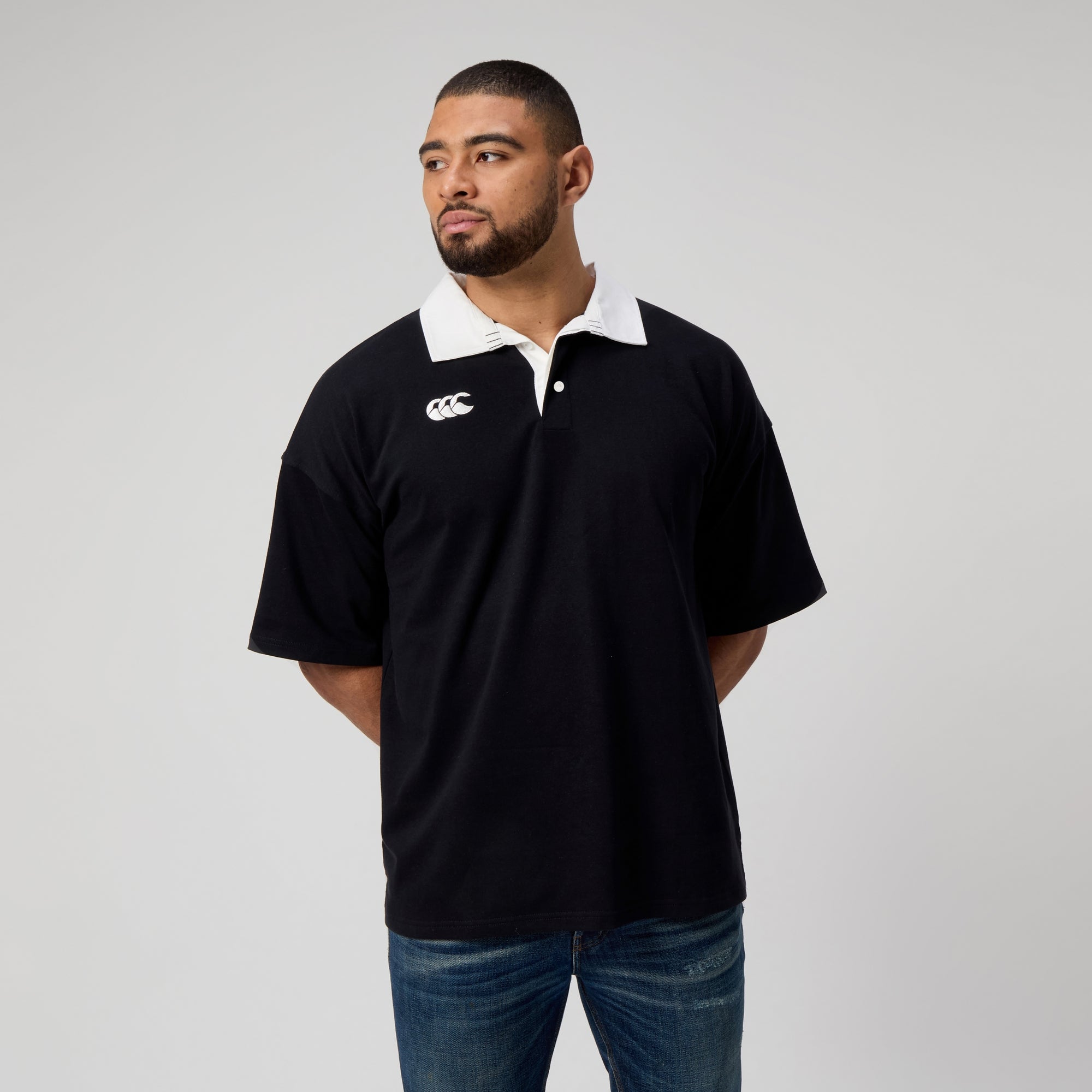 Mens Solid Dye Rugby Jersey Black | Canterbury