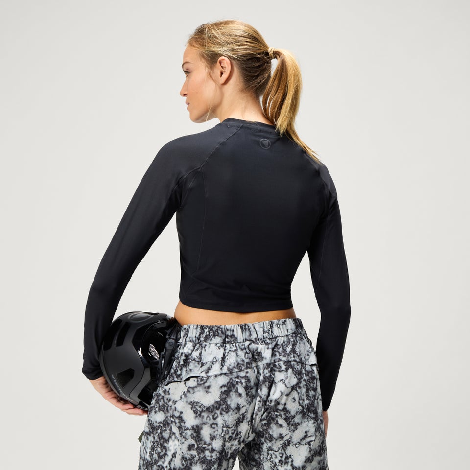 SULTRAC langärmeliges Crop-T-Shirt Damen - Schwarz