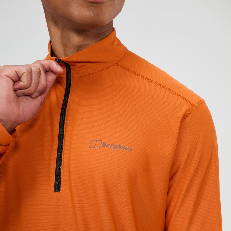 Men's 24/7 Half Zip Long Sleeve Tech Tee - Orange