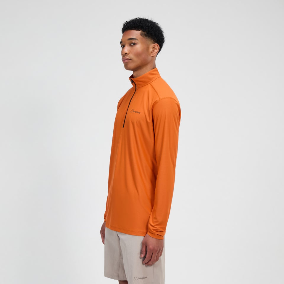 Men's 24/7 Half Zip Long Sleeve Tech Tee - Orange