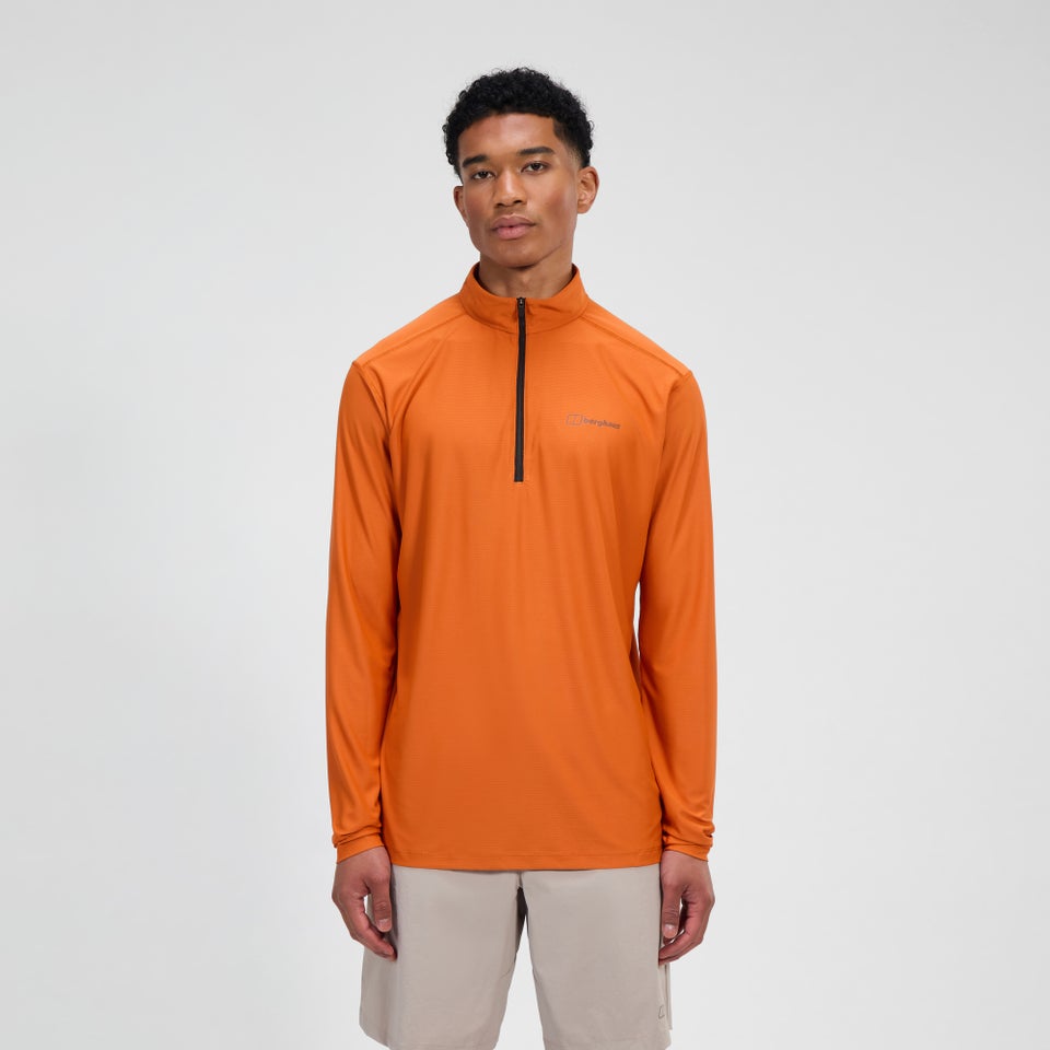 Men's 24/7 Half Zip Long Sleeve Tech Tee - Orange