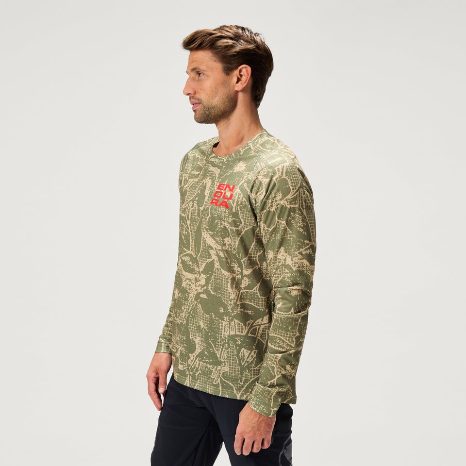 Men's Ltd Grid Floral L/S Tee - Tweed Green