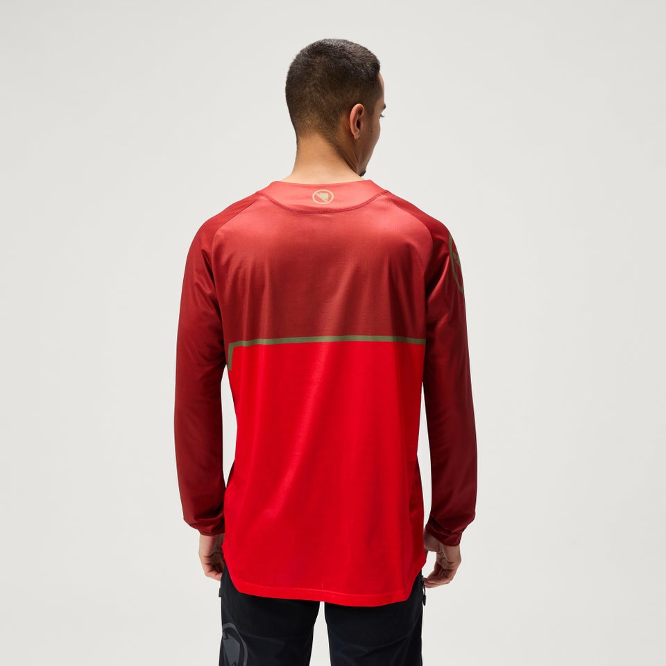Men's SingleTrack Core Print L/S Tee - Flame Red