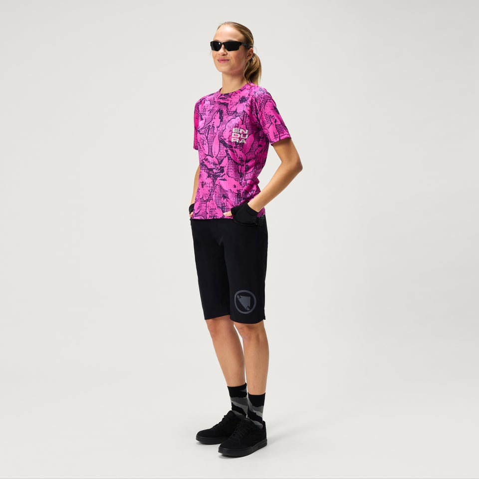 GRID FLORAL LTD kurzärmeliges T-Shirt mit Print für Damen - Rosa