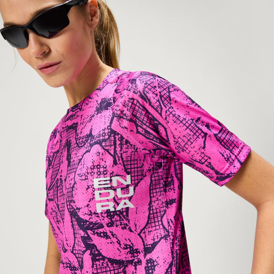 GRID FLORAL LTD kurzärmeliges T-Shirt mit Print für Damen - Rosa