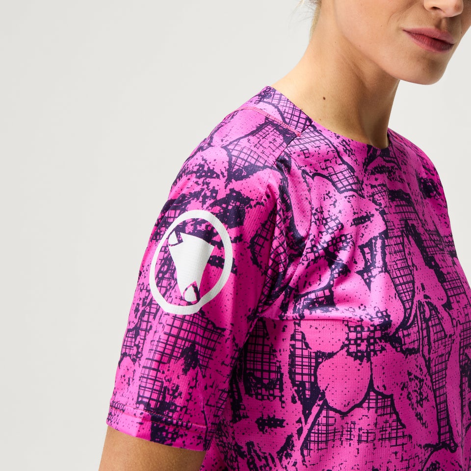 GRID FLORAL LTD kurzärmeliges T-Shirt mit Print für Damen - Rosa
