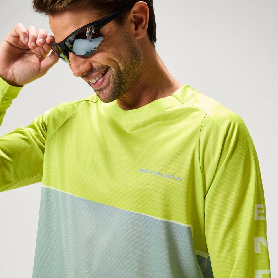 Men's SingleTrack Core Print L/S Tee - Lime Green