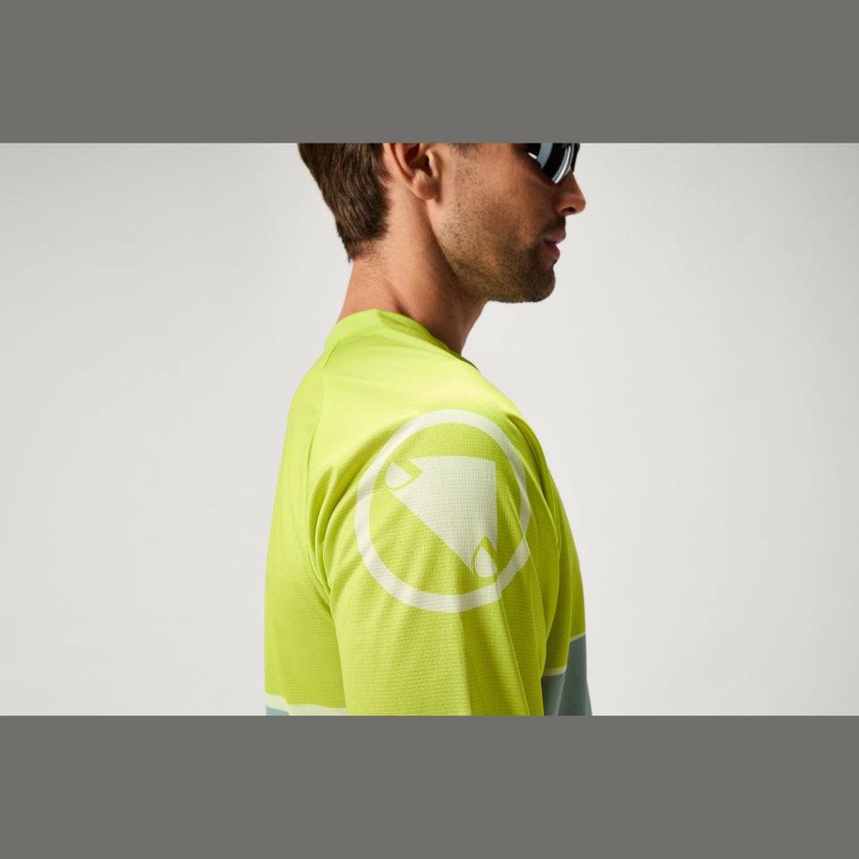 Men's SingleTrack Core Print L/S Tee - Lime Green