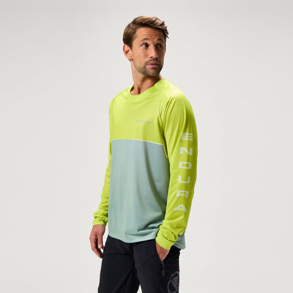 Men's SingleTrack Core Print L/S Tee - Lime Green