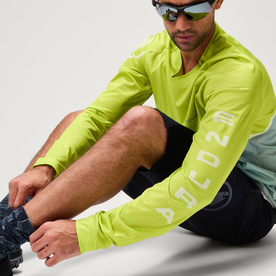 Men's SingleTrack Core Print L/S Tee - Lime Green