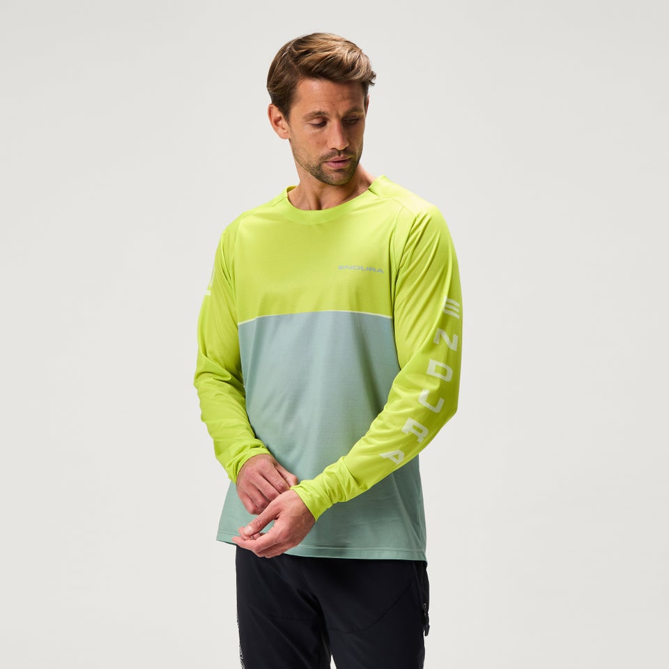 Men's SingleTrack Core Print L/S Tee - Lime Green