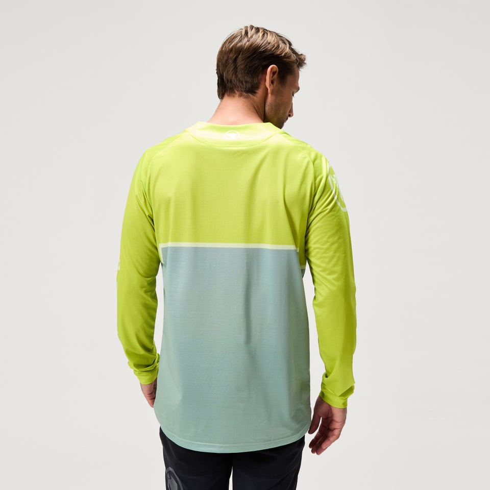 Men's SingleTrack Core Print L/S Tee - Lime Green