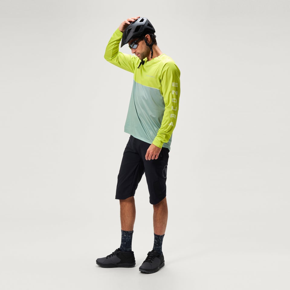 Men's SingleTrack Core Print L/S Tee - Lime Green
