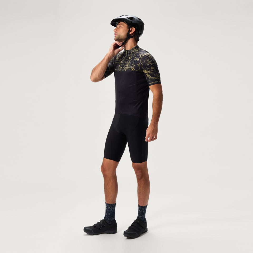 FLORAL BLOCK FS260 kurzärmeliges Trikot mit Print für Herren - Schwarz