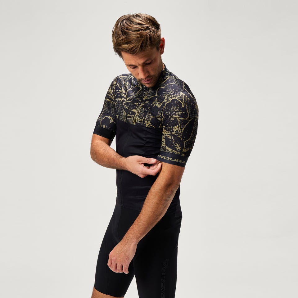 FLORAL BLOCK FS260 kurzärmeliges Trikot mit Print für Herren - Schwarz