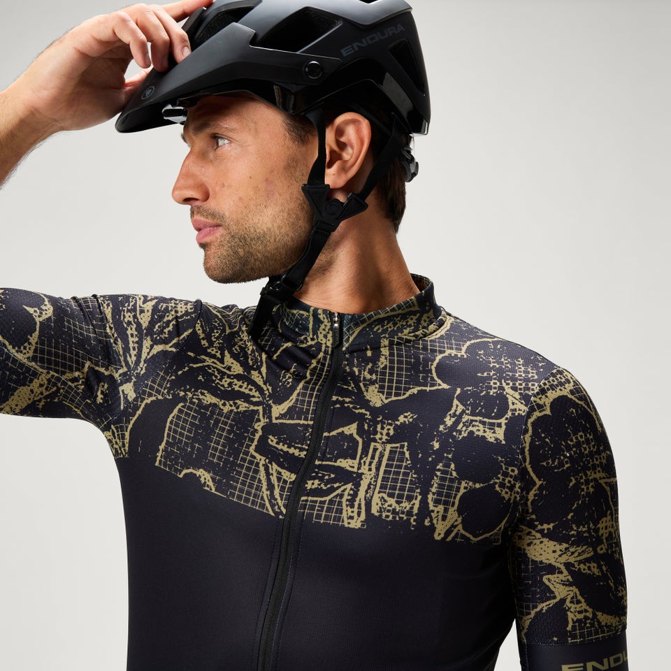 FLORAL BLOCK FS260 kurzärmeliges Trikot mit Print für Herren - Schwarz