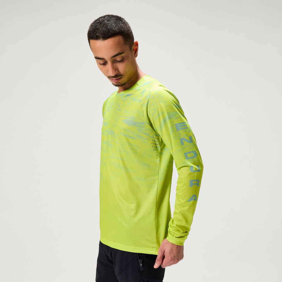 Men's Ltd Marble Print L/S Tee - Lime Green