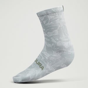Ltd Grid Floral Print Socks - Machair Green - L-XL
