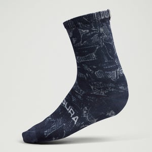 Ltd Grid Floral Print Socks - Black