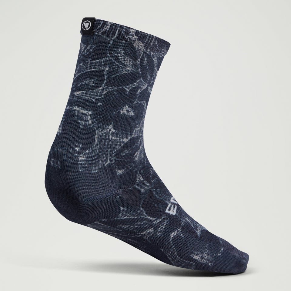 Ltd Grid Floral Print Socks - Black