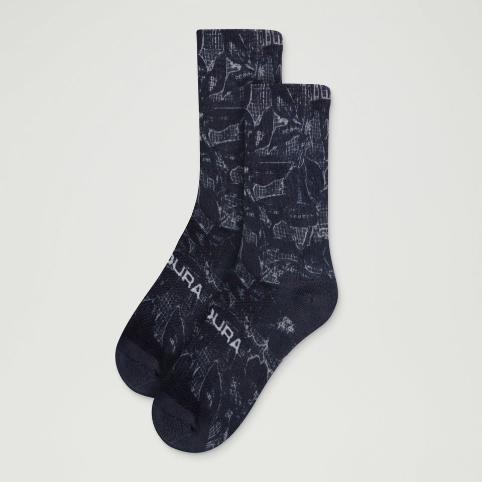 Ltd Grid Floral Print Socks - Black