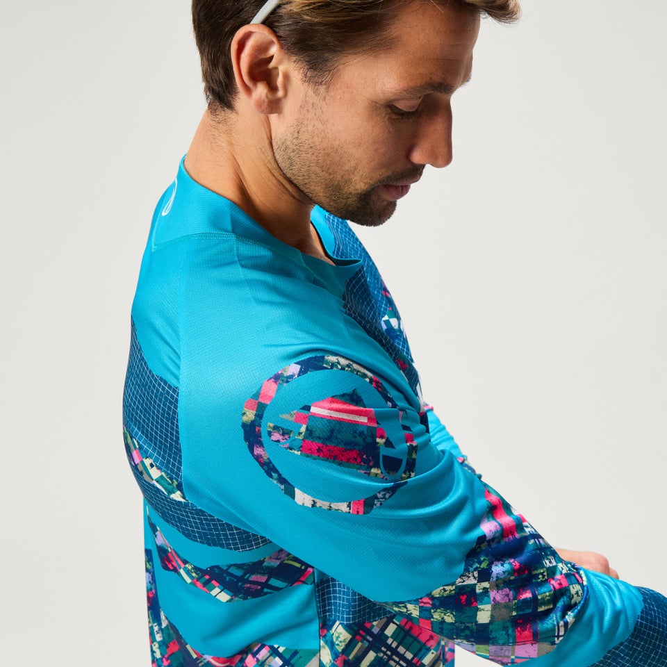 PATCHWORK LTD langärmeliges T-Shirt mit Print für Herren - Blau