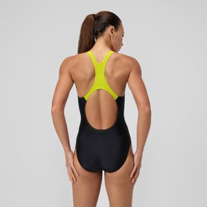 Medley Logo Badeanzug Schwarz/Gelb für Damen