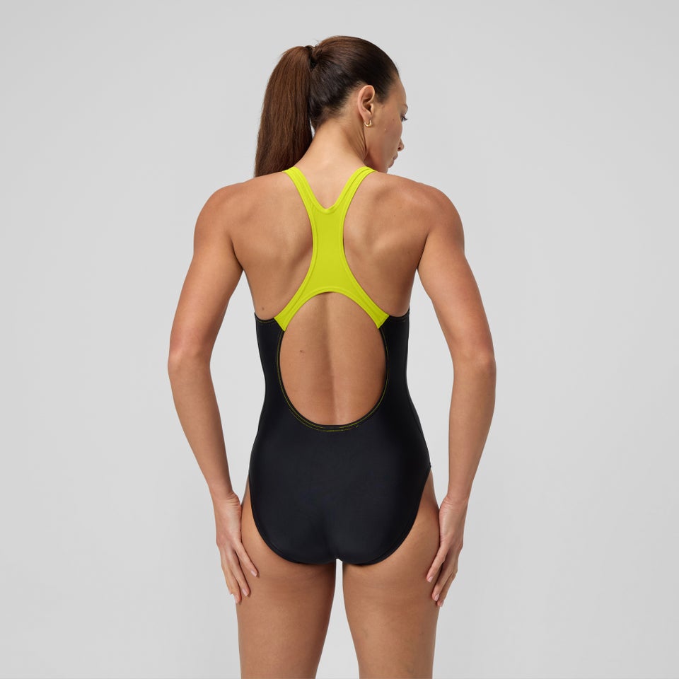 Medley Logo Badeanzug Schwarz/Gelb für Damen