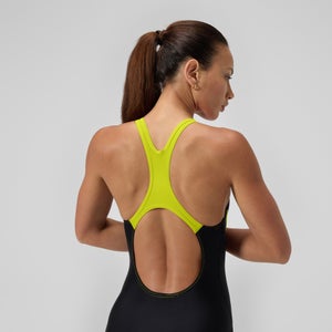 Medley Logo Badeanzug Schwarz/Gelb für Damen