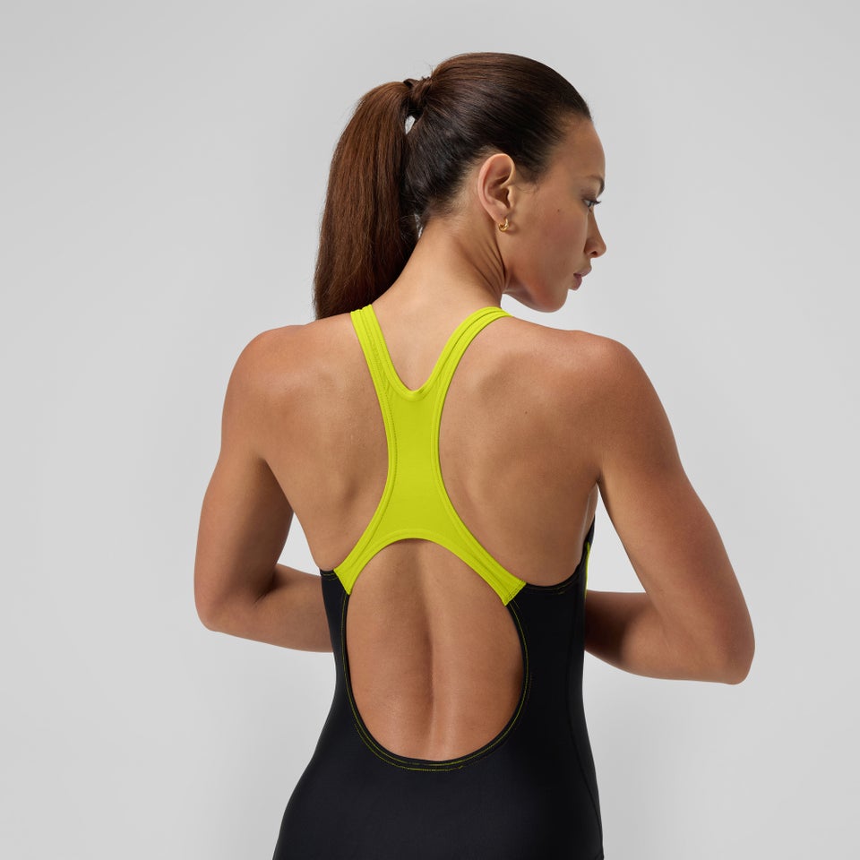 Medley Logo Badeanzug Schwarz/Gelb für Damen