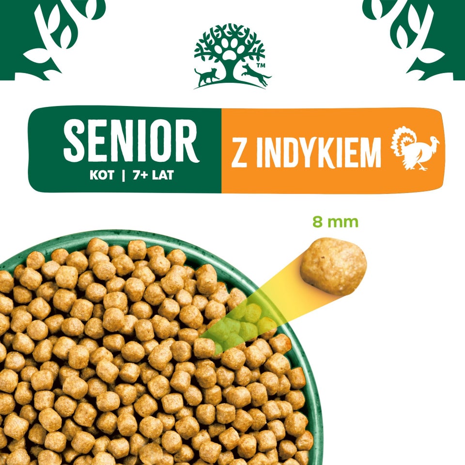 Hipoalergiczna Sucha Karma dla Starszych Kotów Bogata w Indyka